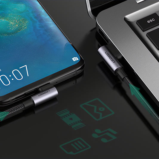 Kabel za prenos podatkov in polnjenje USB-A - USB-C UGREEN US176 kotni, 60 W, 2 m, črn