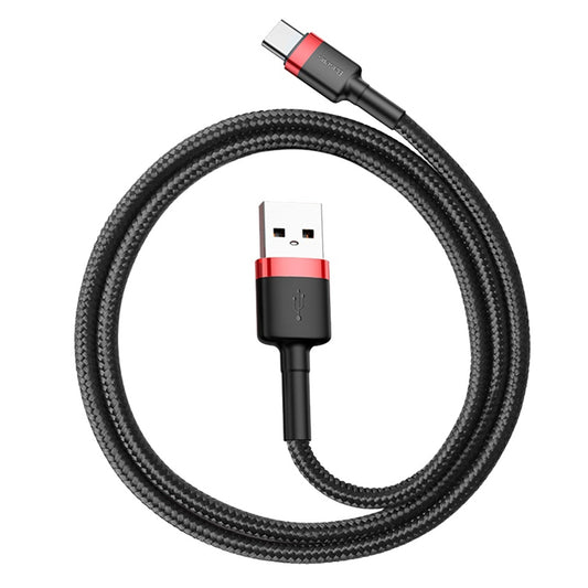 Podatkovni in polnilni kabel USB-A - USB-C Baseus Cafule, 60 W, 0,5 m, rdeč CATKLF-A91
