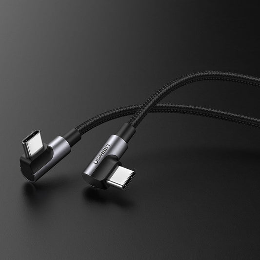 Podatkovni in polnilni kabel USB-C - USB-C UGREEN US323 USB-C kotni, 60 W, 1 m, črn