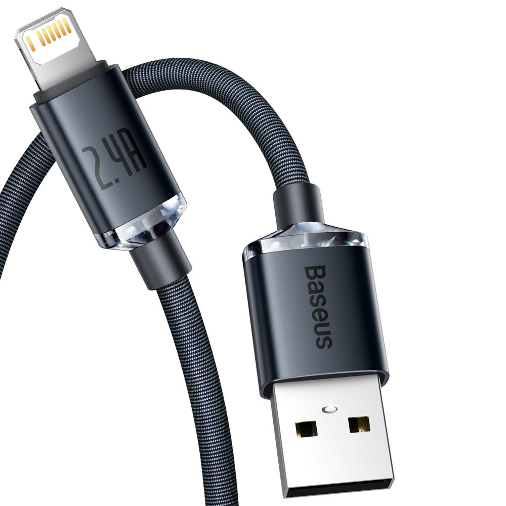 Podatkovni in polnilni kabel USB-A - Lightning Baseus Crystal Shine Series, 20W, 1,2 m, črn CAJY000001