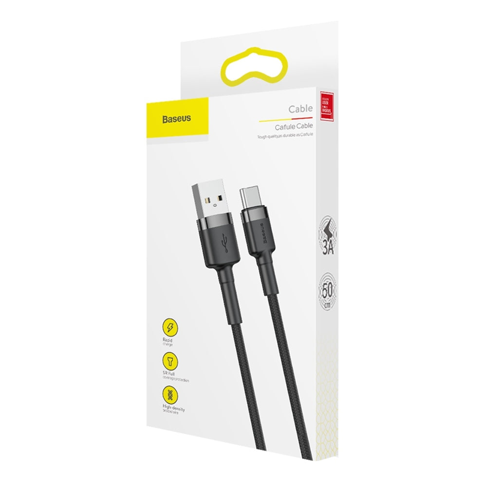 Kabel za podatke in polnjenje USB-A - USB-C Baseus Cafule, 60W, 0.5m, Črn CATKLF-AG1