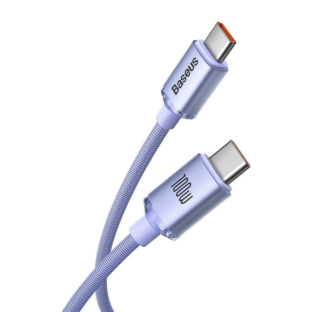 Podatkovni in polnilni kabel USB-C - USB-C Baseus Crystal Shine Series, 100 W, 2 m, vijoličen CAJY000705