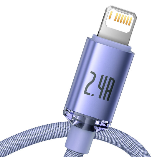 Baseus Crystal Shine Series USB-A - Lightning podatkovni in polnilni kabel, 18 W, 1,2 m, vijoličen CAJYY000005