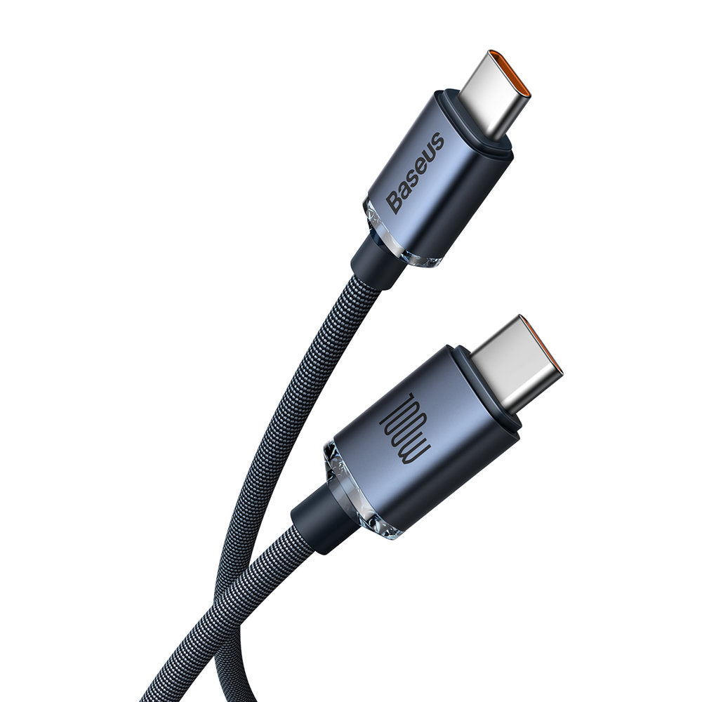 Podatkovni in polnilni kabel USB-C - USB-C Baseus Crystal Shine Series, 100 W, 2 m, črn CAJY000701