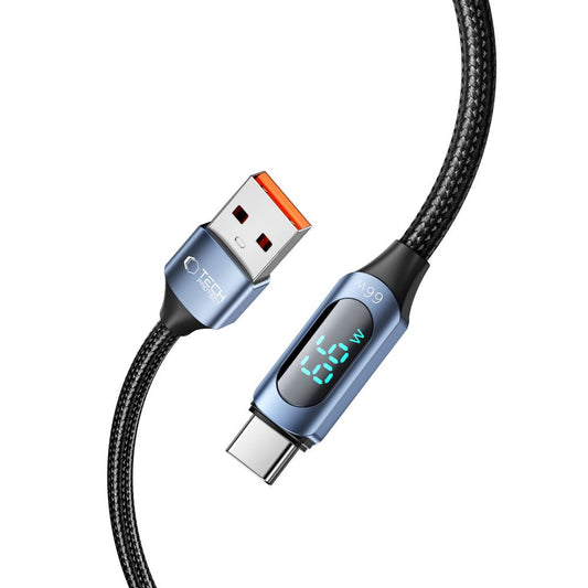 Kabel za prenos podatkov in polnjenje USB-A - USB-C Tech-Protect Ultraboost LED, 66 W, 1 m, moder