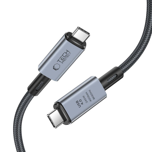 Podatkovni in polnilni kabel USB-C - USB-C Tech-Protect Ultraboost Max, 240 W, 2 m, siv