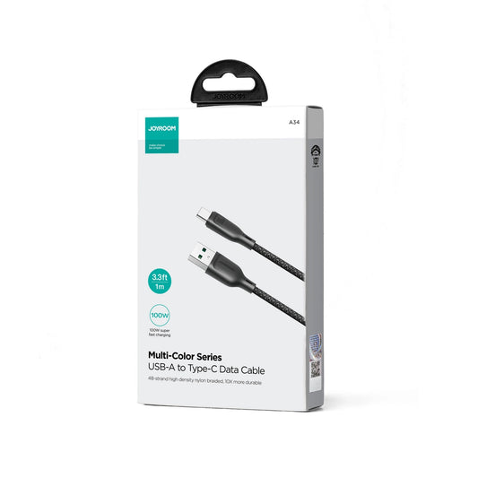 Kabel za podatke in polnjenje USB-A - USB-C Joyroom Multi-Color S-A34, 100W, 1m, črn