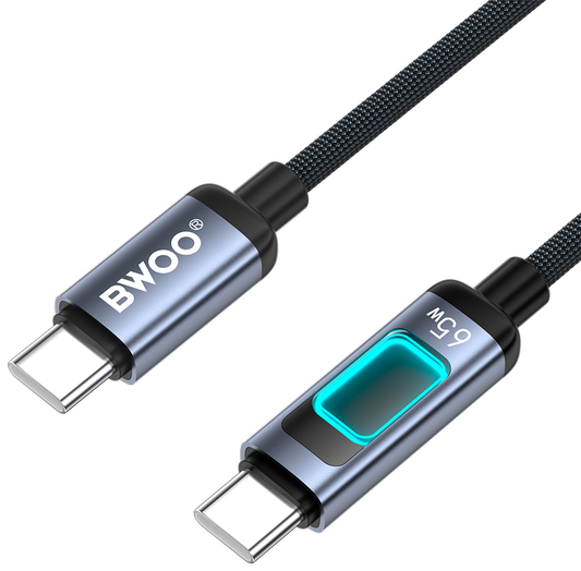 USB-C podatkovni in polnilni kabel - USB-C BWOO X324CC Display, 65W, 1m, Črn