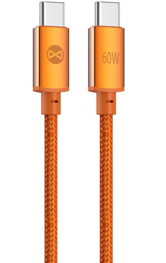 USB-C podatkovni in polnilni kabel - USB-C Forever Saffron, 60W, 1m, oranžna