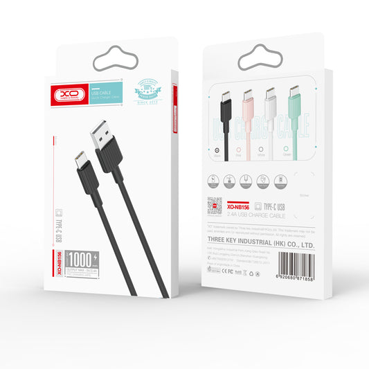Podatkovni in polnilni kabel USB-A - USB-C XO Design NB156, 18W, 1m, črn