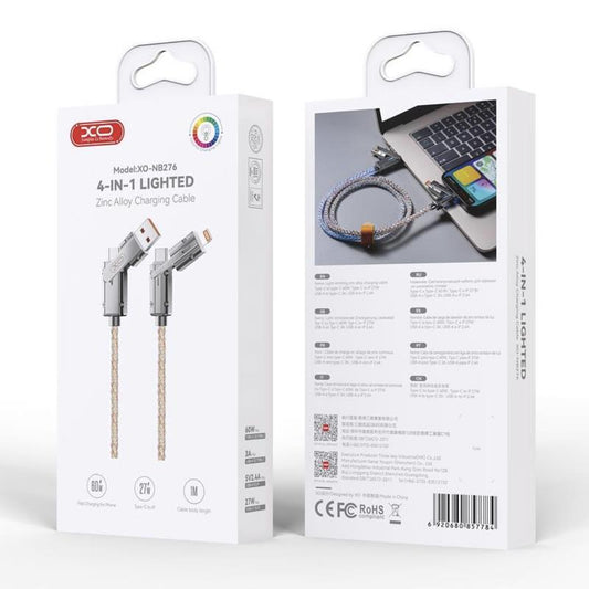 Kabel za podatke in polnjenje USB-C / USB-A - USB-C / Lightning XO Design NB276, 60W, 1m, Siv