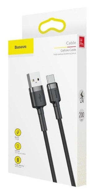 Podatkovni in polnilni kabel USB-A - USB-C Baseus Cafule, 18 W, 2 m, siv CATKLF-CG1