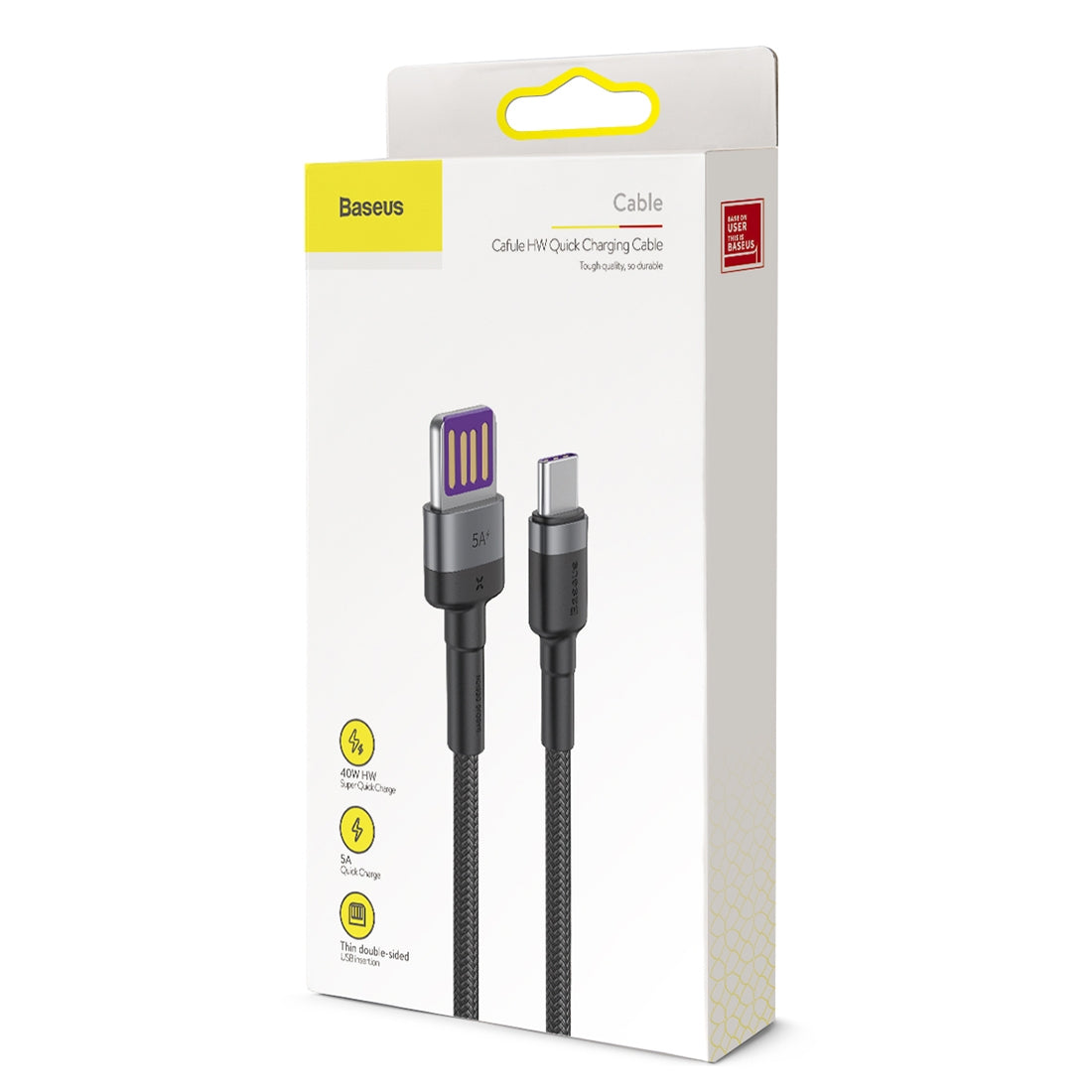 Podatkovni in polnilni kabel USB-A - USB-C Baseus Cafule Special Edition, 40W, 1m, Siv CATKLF-PG1