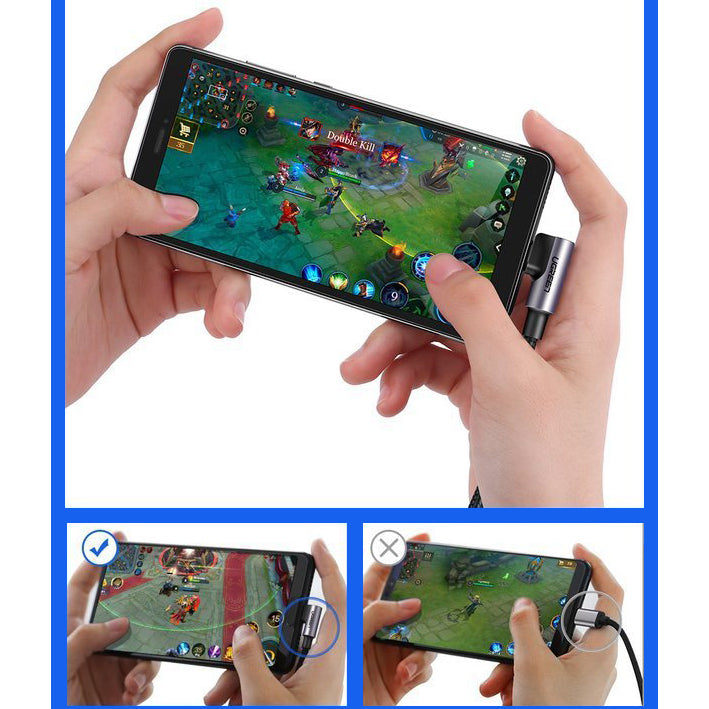 Kabel za podatke in polnjenje USB-A - USB-C UGREEN US284 Angled, 18W, 1m, Siv