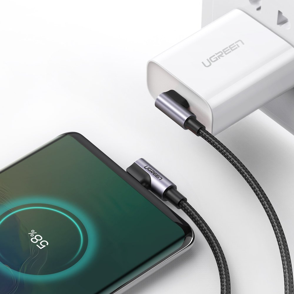USB-C Data and Charging Cable - USB-C UGREEN US323 USB-C Angled, 60W, 1m, Black