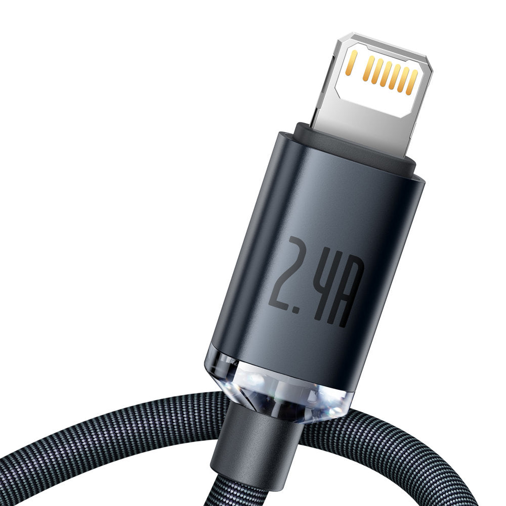 Podatkovni in polnilni kabel USB-A - Lightning Baseus Crystal Shine Series, 20W, 1,2 m, črn CAJY000001