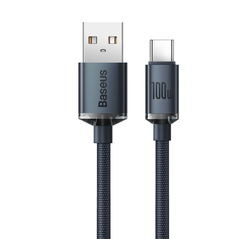 Podatkovni in polnilni kabel USB-A na USB-C Baseus Crystal Shine Series, 100 W, 2 m, črn CAJY000501 CAJY000501