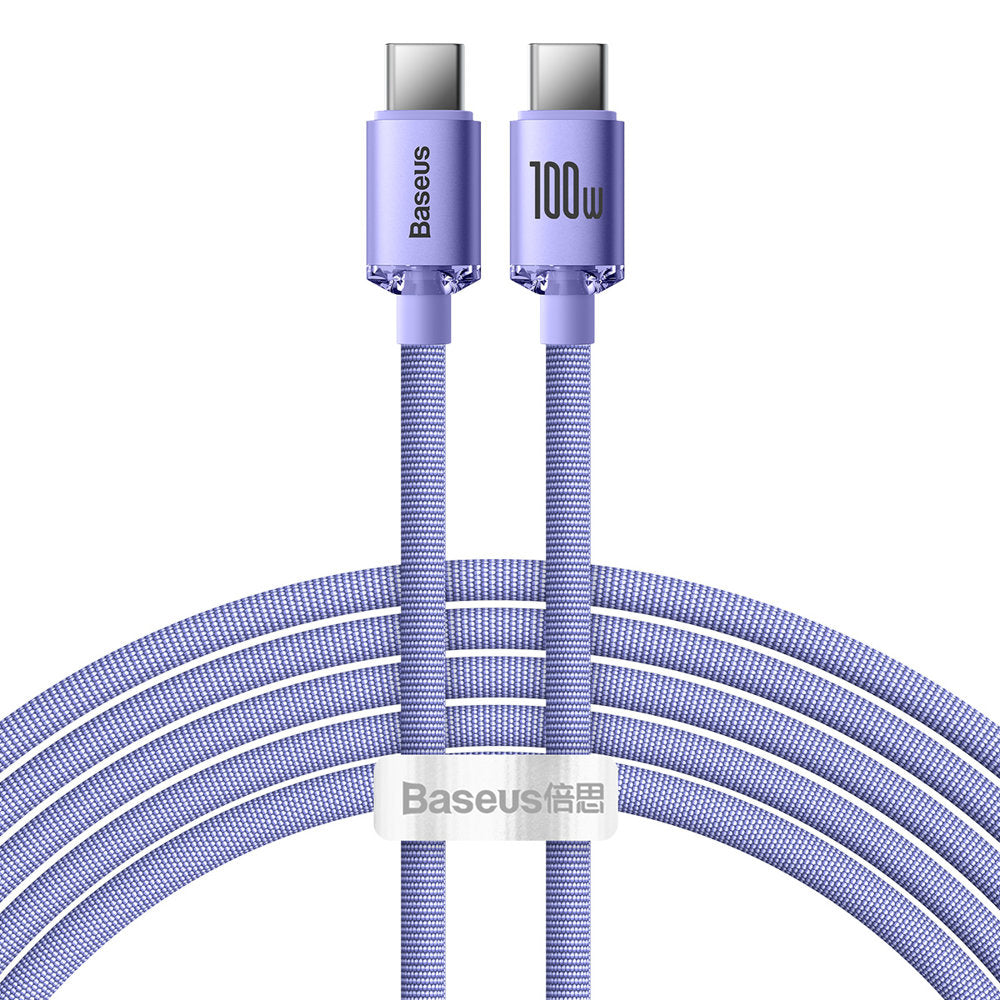 Podatkovni in polnilni kabel USB-C - USB-C Baseus Crystal Shine Series, 100 W, 2 m, vijoličen CAJY000705