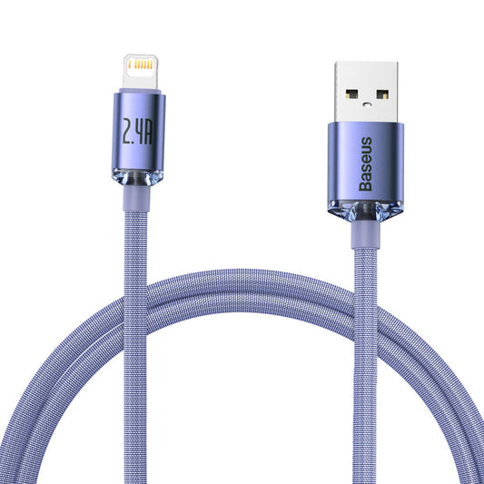 Baseus Crystal Shine Series USB-A - Lightning podatkovni in polnilni kabel, 18 W, 1,2 m, vijoličen CAJYY000005