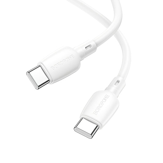Podatkovni in polnilni kabel USB-C - USB-C Borofone BX93, 60 W, 1 m, bel
