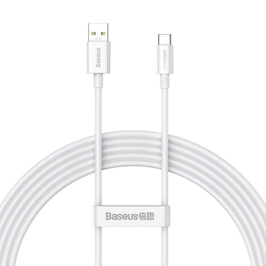 Kabel za prenos podatkov in polnjenje Baseus Superior Series USB-A z USB-C, 65 W, 2 m, bel CAYS000901
