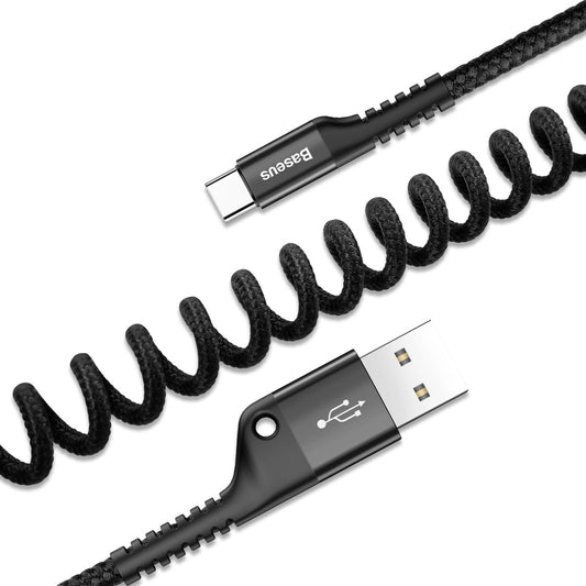Kabel za prenos podatkov in polnjenje USB-A - USB-C Baseus Fish Eye Spring, 18 W, 1 m, črn CATSR-01 CATSR-01