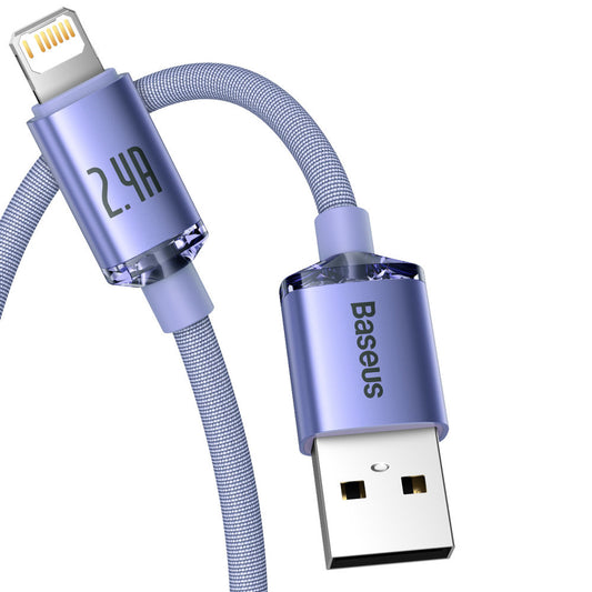 Kabel za podatke in polnjenje USB-A - Lightning Baseus Crystal Shine Series, 18W, 2m, Vijolična CAJY000105