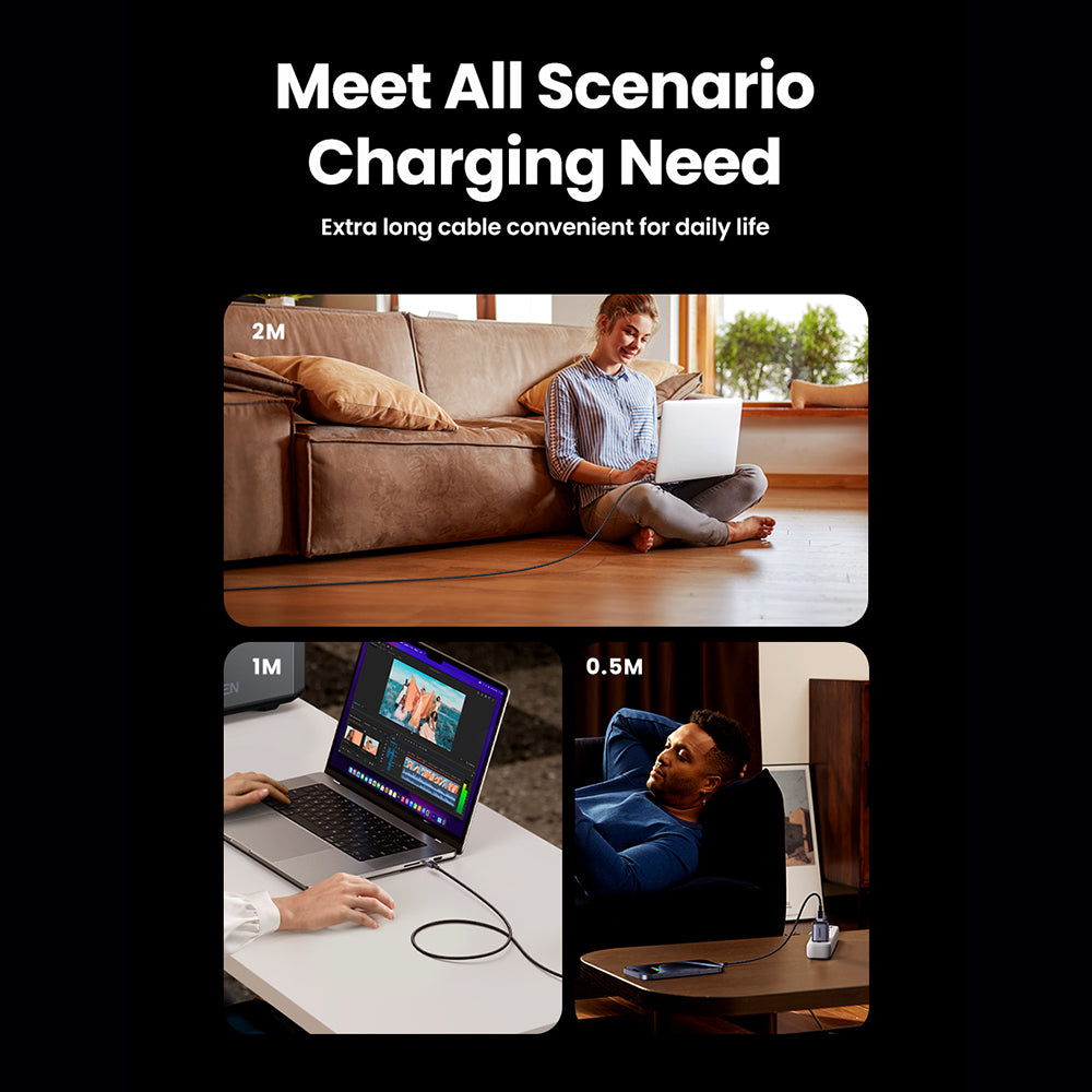 Kabel za prenos podatkov in polnjenje USB-C - USB-C UGREEN L513, 240W, 2m, črn