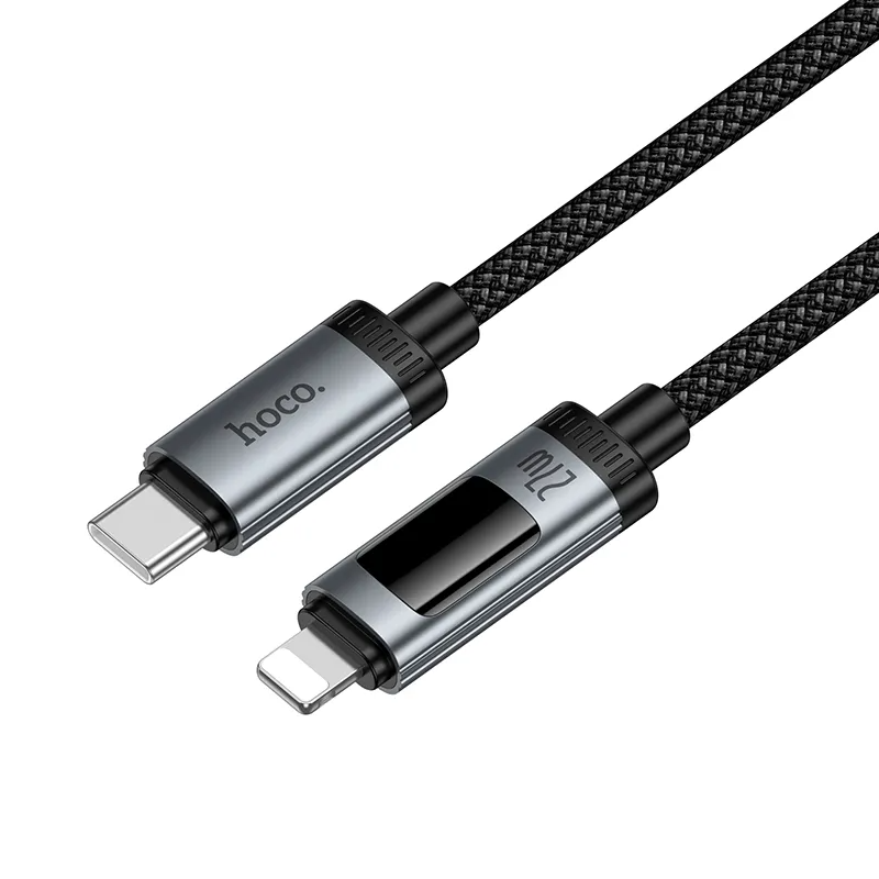 Podatkovni in polnilni kabel USB-C - Lightning HOCO Display U148, 27W, 1.2m, črn
