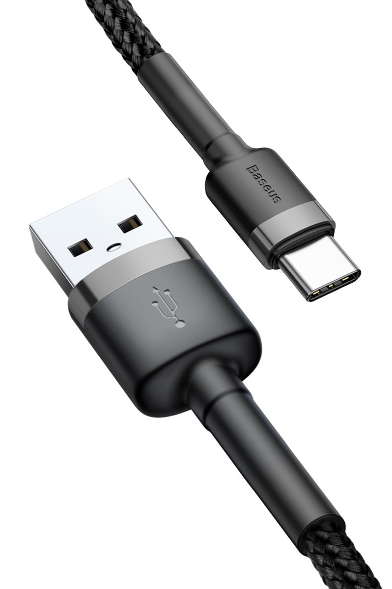 Kabel za prenos podatkov in polnjenje USB-A - USB-C Baseus Cafule, 60W, 1m, siv CATKLF-BG1