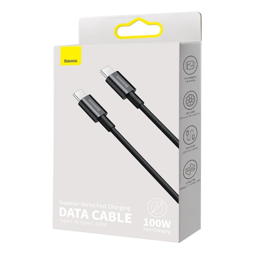 USB-C podatkovni in polnilni kabel - USB-C Baseus Superior Series, 100W, 1m, črn CATYS-B01