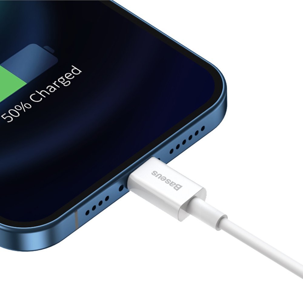 Podatkovni in polnilni kabel USB-A - Lightning Baseus Superior Series, 20W, 1m, bel CALYS-A02