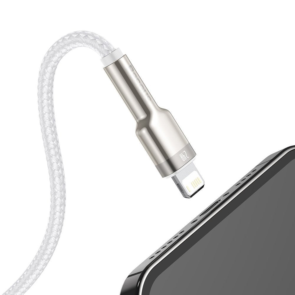 Podatkovni in polnilni kabel USB-A - Lightning Baseus Cafule Metal Series, 18 W, 1 m, bel CALJK-A02