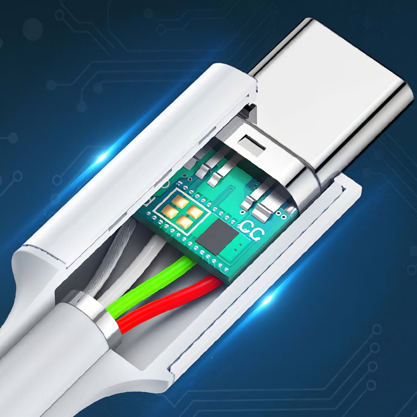 Podatkovni in polnilni kabel USB-C - USB-C UGREEN US264, 60 W, 1 m, bel