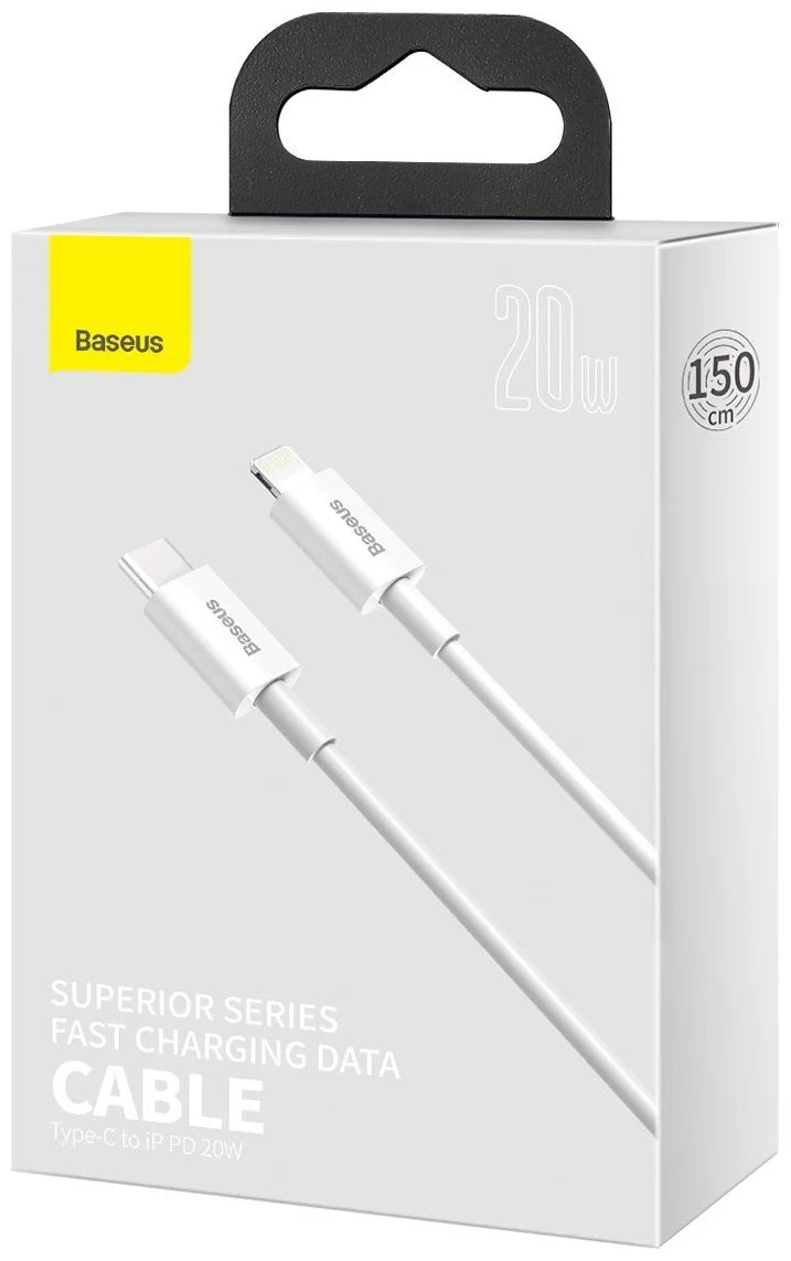 Kabel za podatke in polnjenje USB-C - Lightning Baseus Superior Series, 20W, 1.5m, Bel CATLYS-B02