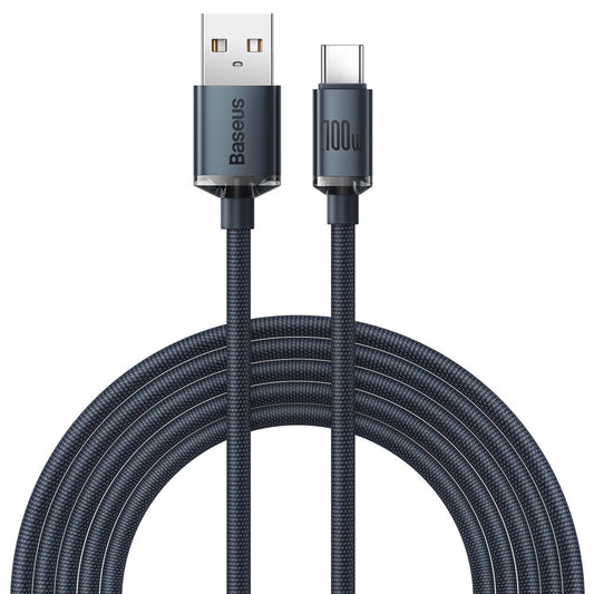 Podatkovni in polnilni kabel USB-A na USB-C Baseus Crystal Shine Series, 100 W, 2 m, črn CAJY000501 CAJY000501