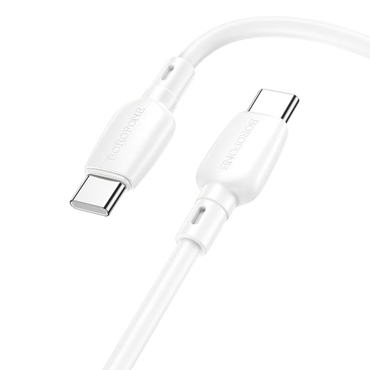 Podatkovni in polnilni kabel USB-C - USB-C Borofone BX93, 60 W, 1 m, bel
