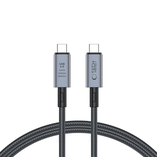 Podatkovni in polnilni kabel USB-C - USB-C Tech-Protect Ultraboost Max, 240 W, 1 m, siv