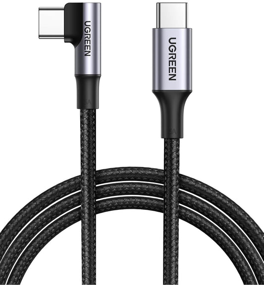 Podatkovni in polnilni kabel USB-C - USB-C UGREEN US334 kotni, 100 W, 1 m, črn