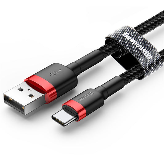 Kabel za podatke in polnjenje USB-A - USB-C Baseus Cafule, 18W, 3m, Rdeč CATKLF-U91