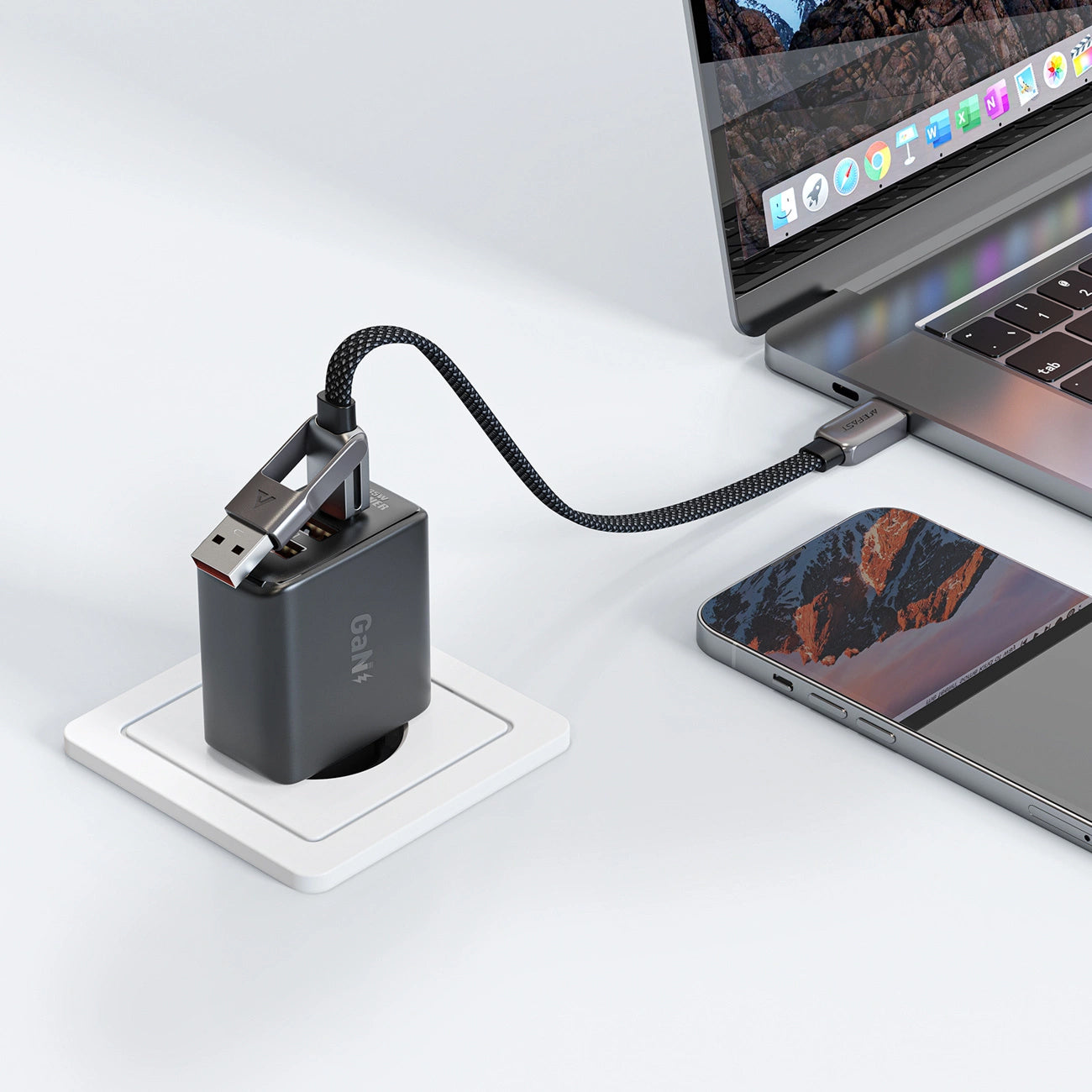 Kabel za podatke in polnjenje USB-C - USB-A / USB-C Acefast C13-05, 60W, 0.2m, črn
