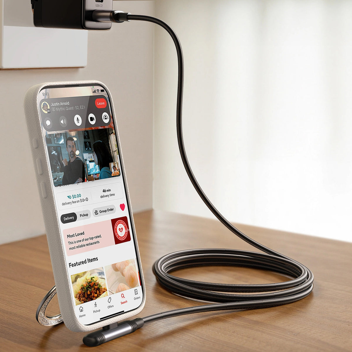 Kabel za prenos podatkov in polnjenje USB-C - USB-C Joyroom S-A56 EnjoyX Angled, 60W, 1.2m, črn
