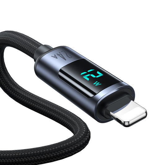 Kabel za prenos podatkov in polnjenje USB-A - Lightning Joyroom S-A16 Prism Display, 12W, 1.2m, črn