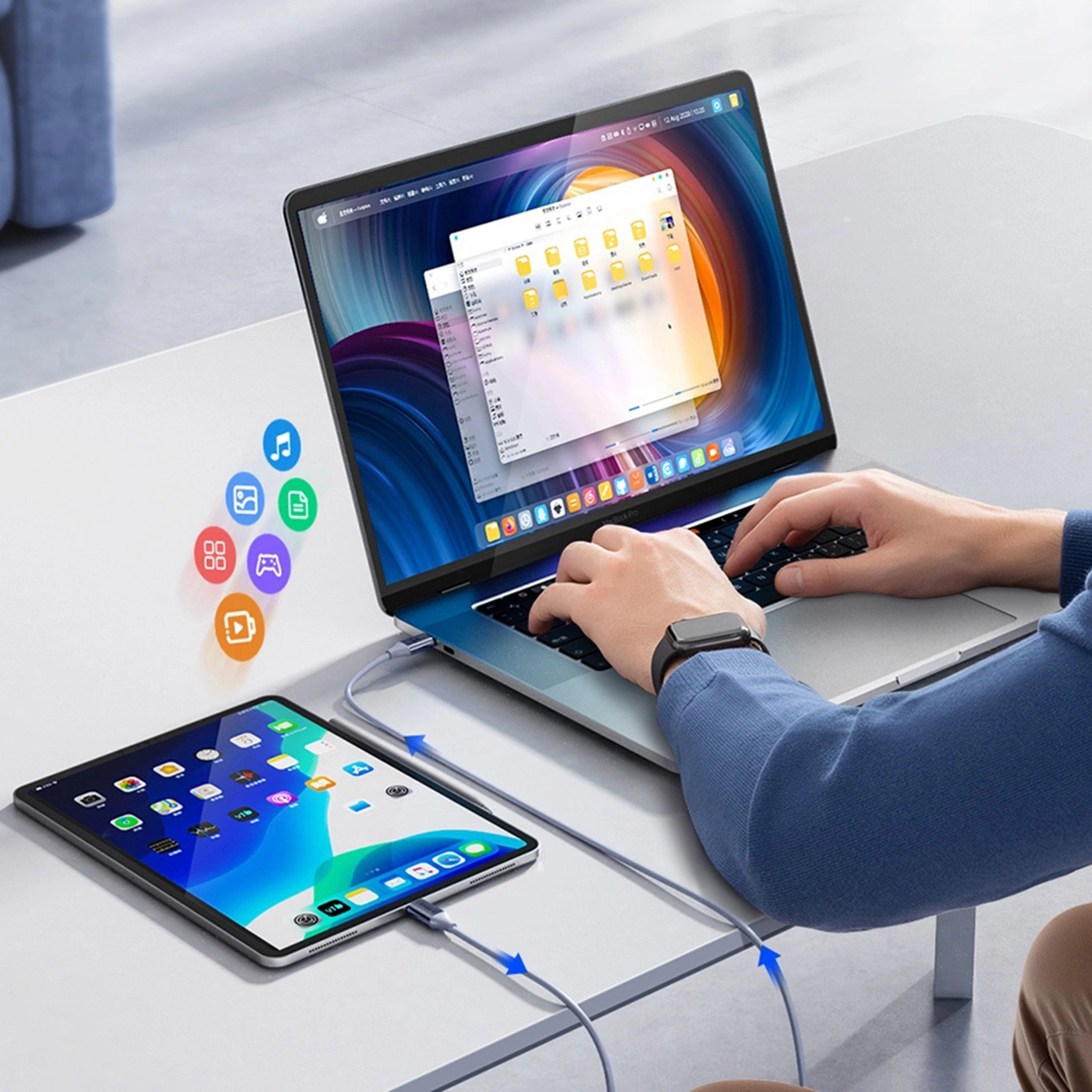 USB-C Data and Charging Cable - USB-C Orico CDX, 60W, 1m, Blue
