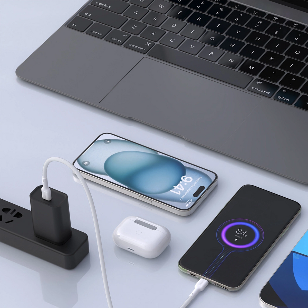 USB-C podatkovni in polnilni kabel - USB-C Dudao L9C Max, 240W, 1,2 m, bel