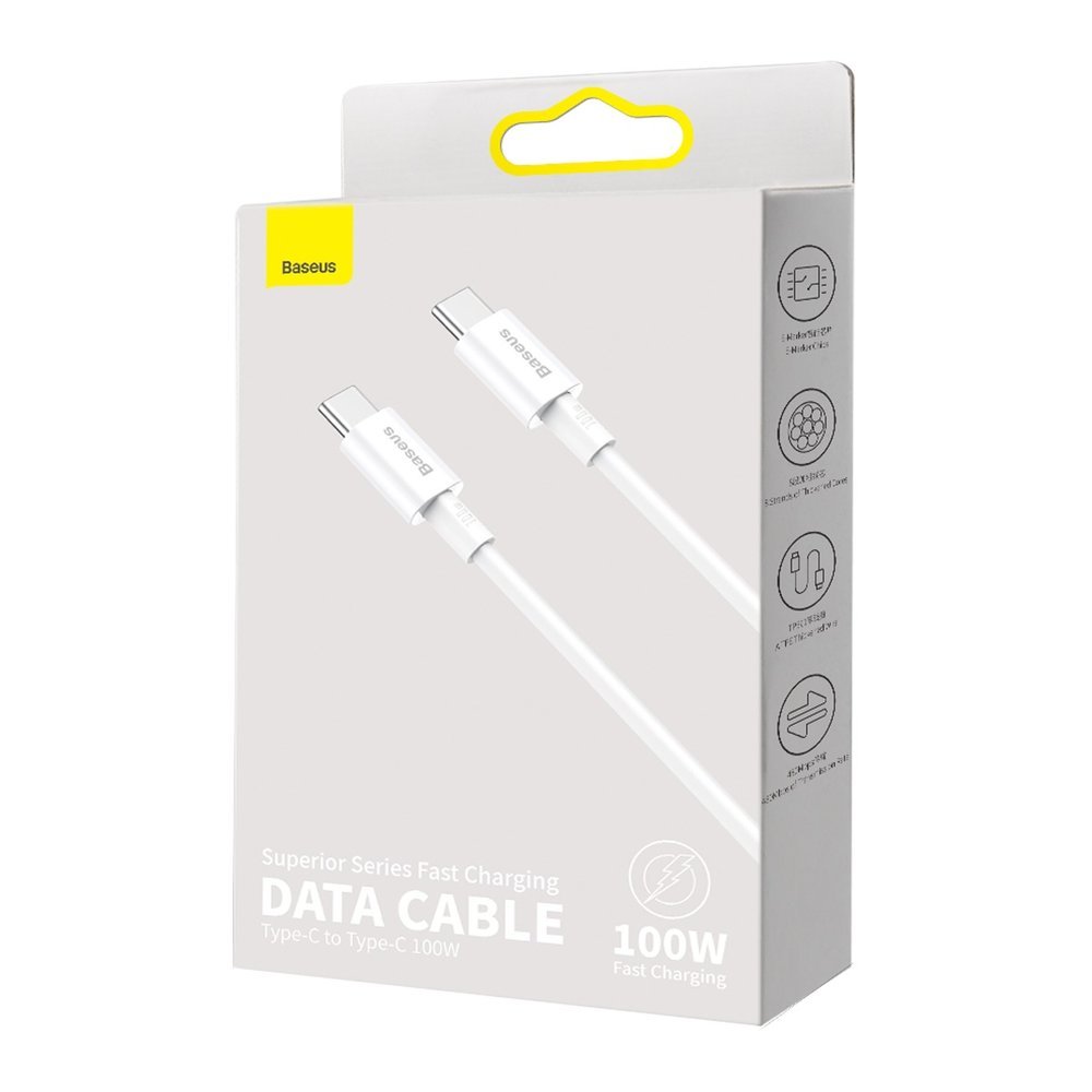 USB-C podatkovni in polnilni kabel - USB-C Baseus Superior Series, 100W, 2m, bel CATYS-C02
