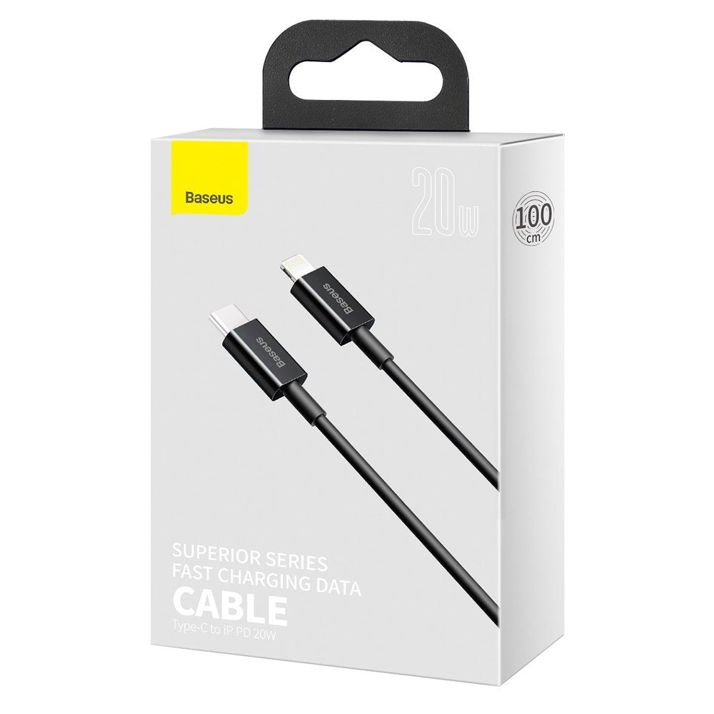 USB-C podatkovni in polnilni kabel - Lightning Baseus Superior Series, 20W, 1m, Črn CATLYS-A01