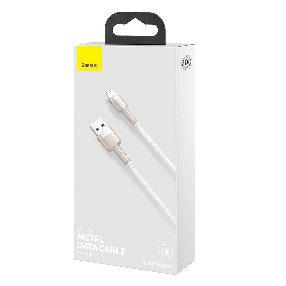 Podatkovni in polnilni kabel USB-A - Lightning Baseus Cafule Metal Series, 18 W, 1 m, bel CALJK-A02