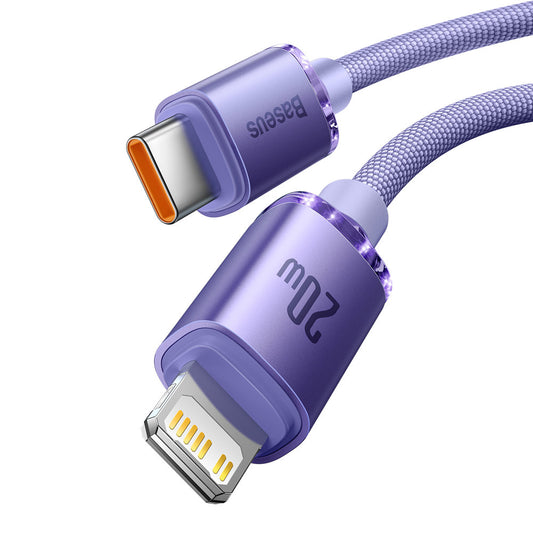 Kabel za podatke in polnjenje USB-C - Lightning Baseus Crystal Shine Series, 20W, 2m, Vijolična CAJY000305