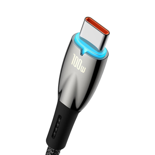 USB-A to USB-C Baseus Glimmer Series Data and Charging Cable, 100W, 2m, Black CADH000501 CADH000501